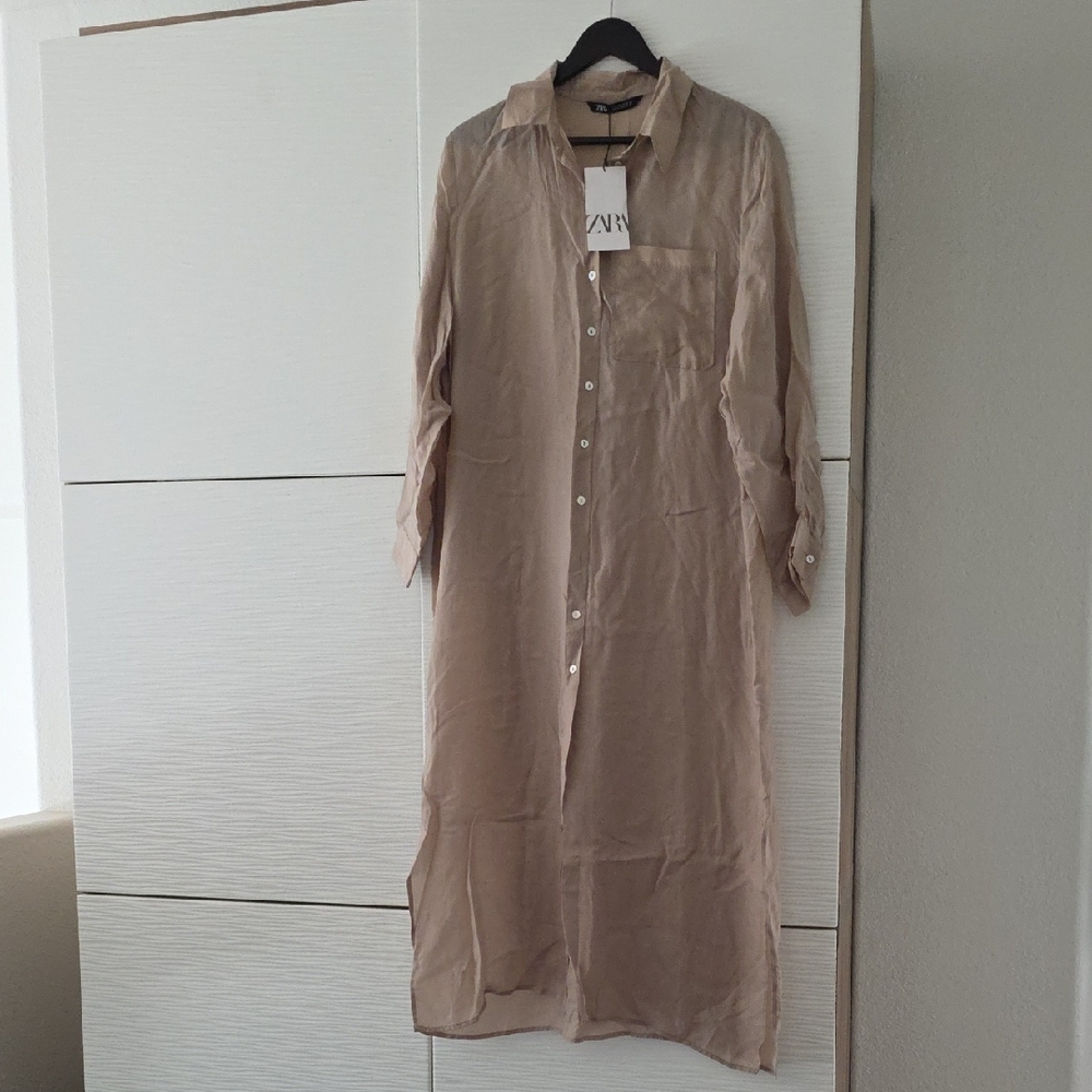 Zara Taupe Long Sleeve Dress